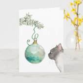 Kat Reflection in een sierkerstkaart Kaart (Gele Bloem)