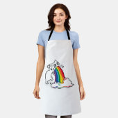 kat regenboog braaksel schort (Gedragen)
