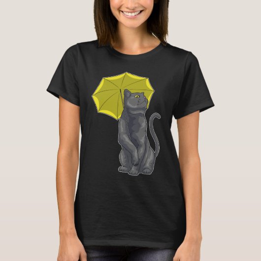 Kat regenende paraplu t-shirt (Voorkant)