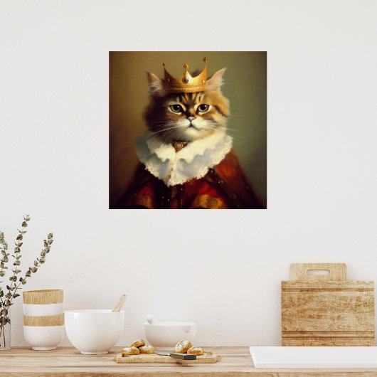 Kat Renaissance Koning Poster (Keuken)