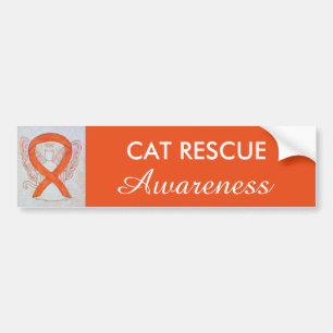 Kat Rescue Awareness Ribbon Angel Bumperstickers