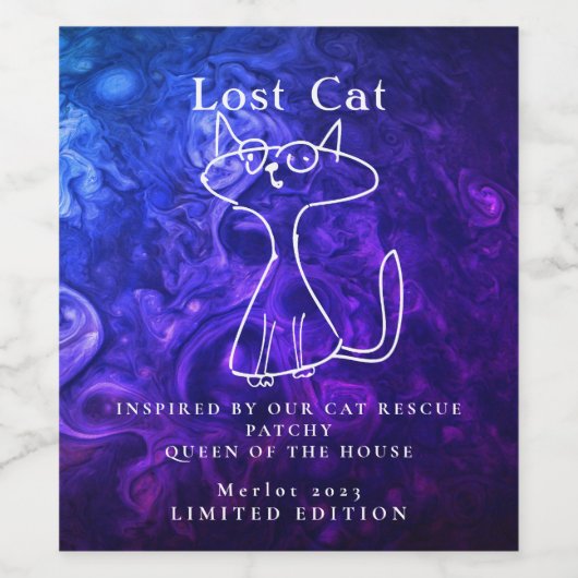 Kat Rescue geïnspireerd door vet, heldere, aangepa Wijn Etiket (Enkel label)