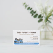 Kat Rescue Non-Profit Blue Tagline Visitekaartje (Staand voorkant)