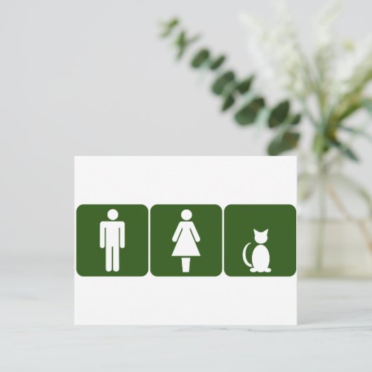 Kat Restroom Briefkaart (Staand voorkant)