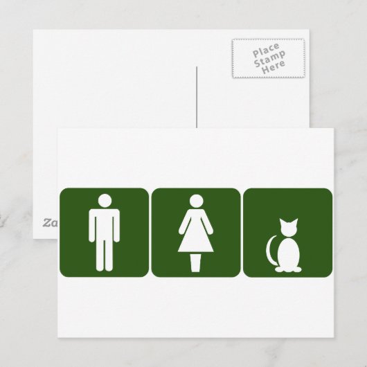 Kat Restroom Briefkaart (Voorkant / Achterkant)