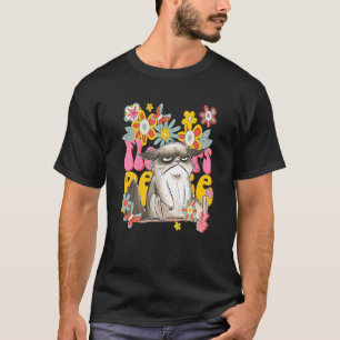 Kat Retro 60s 70er jaren Sfeer Bloemen Vredesteken T-shirt