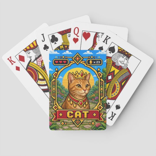 Kat Retro 8-Bit Pixelkunst Pokerkaarten (Achterkant)