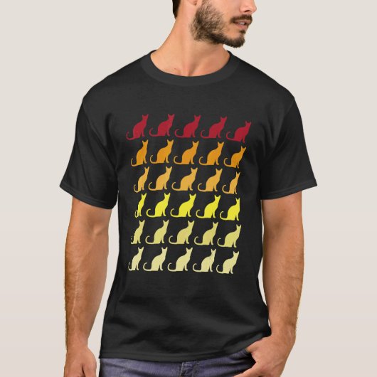 Kat Retro Dierenpatroon T-shirt (Voorkant)