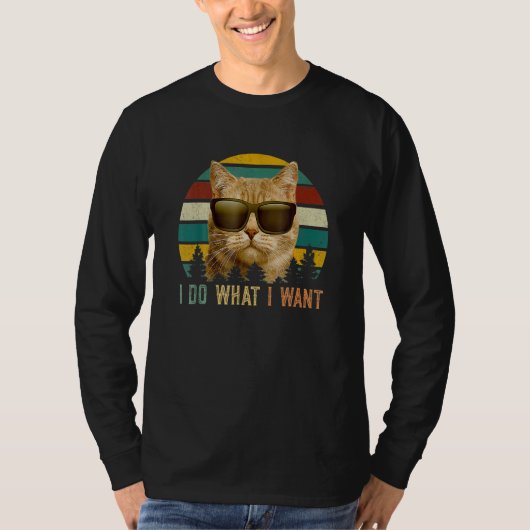 Kat Retro Kat Ik Doe Wat Ik Wil Kat T-shirt (Voorkant)