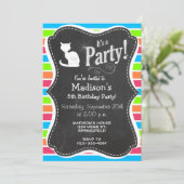 Kat; Retro Neon Regenboog Kaart (Staand voorkant)