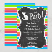 Kat; Retro Neon Regenboog Kaart (Voorkant / Achterkant)