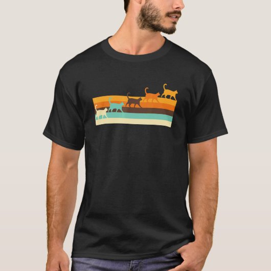 Kat Retro Stijl T-shirt (Voorkant)