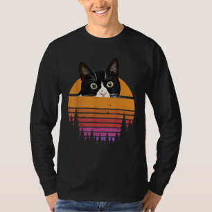 Kat Retro Stijl Zwarte Kat Vintage Stijl Kitten Ka T-shirt