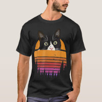 Kat retro Style Kitten Retro Style Black Cat T-Shi