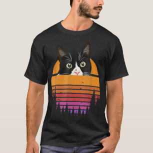 Kat retro Style Kitten Retro Style Black Cat T-Shi T-shirt
