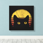 Kat Retro Vintage Canvas Afdruk (Insitu (Houten vloer))