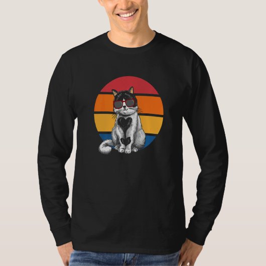 Kat Retro Zonsondergang Kat Zonsondergang I Kat T-shirt (Voorkant)