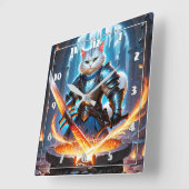 Kat Ridder Forging Zwaard in Magische Smidse Vierkante Klok (Hoek)