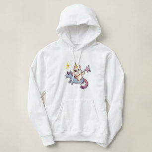 Kat Riding Eenhoorn Met Holding Magic Wand Hoodie