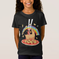 Kat Riding Llama Unicorn Laser Eyes Pizza Buitensp