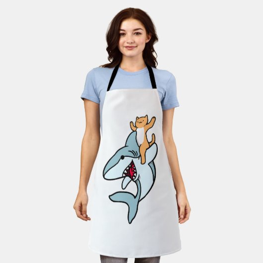 Kat Riding Shark Kat Liefhebber Schort (Gedragen)