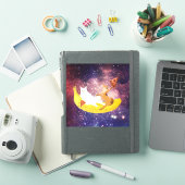 Kat rijden banaan in melkweg sticker (iPad Cover)