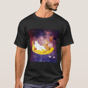 Kat rijden banaan in melkweg t-shirt