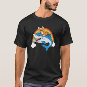 Kat Rijden Haai Eten Pannenkoeken Met Regenboog Vo T-shirt