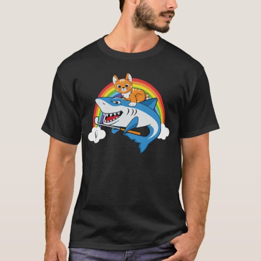 Kat Rijden Haai Spelen Golf Met Rainbow Graphic T-shirt (Voorkant)