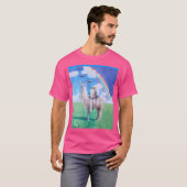 Kat Rijden Llama Eenhoorn Regenboog Ufo T-shirt (Voorkant volledig)