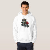 Kat rijden motorfiets rode rozen bloemen mijn lief hoodie (Voorkant volledig)
