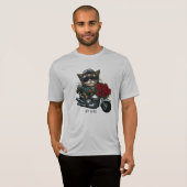 Kat rijden motorfiets rode rozen bloemen mijn lief t-shirt (Voorkant volledig)