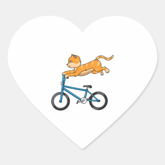 Kat rijden op een BMX Hart Sticker (Voorkant)