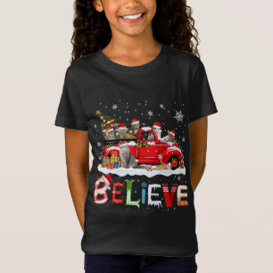 Kat Rijden Rode Vrachtwagen Kerstboom Geloof Kerst T-shirt
