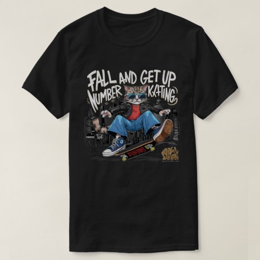Kat rijden skateboard graphic t-shirt Grappige poe (Design voorkant)