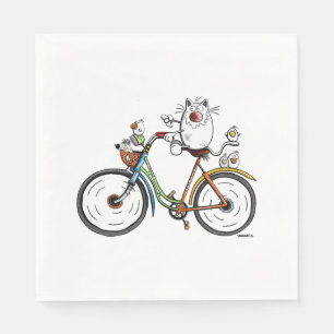 Kat rijdt op een kleurrijke fiets - Katten - Cadea Servet