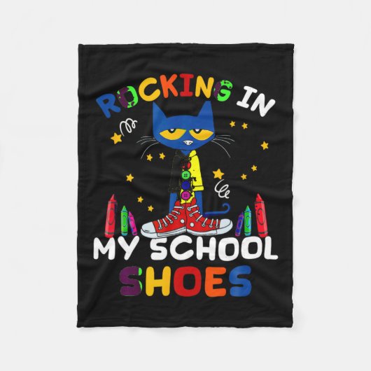 Kat-rocken IN Mijn-school-schoenen-terug Naar-scho Fleece Deken (Voorkant)
