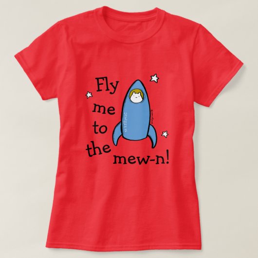 Kat Rocket vloog me naar de Mew-n. T-shirt (Design voorkant)