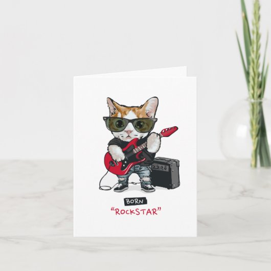 Kat Rockstar T-Shirt Kaart (Voorkant)
