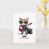 Kat Rockstar T-Shirt Kaart (Gele Bloem)