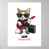 Kat Rockstar T-Shirt Poster (Voorkant)