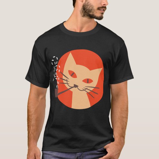 Kat Roken Pipet Retro  matchbox-ontwerp T-shirt (Voorkant)