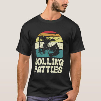 Kat Rollende Vetrollen Zonsondergang Retro Kitten  T-shirt