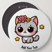 Kat Ronde Button 6,0 Cm (Voorkant /achterkant)