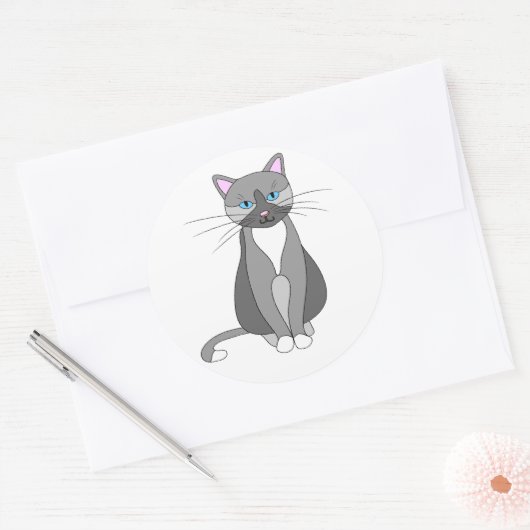 Kat Ronde Sticker (Envelop)