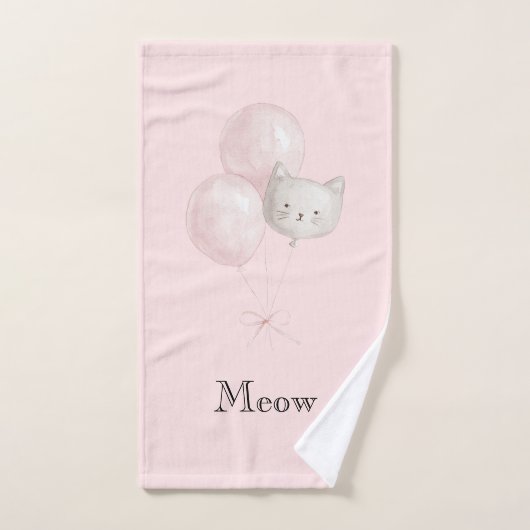Kat Roze Ballonnen Handdoek (Handdoek)