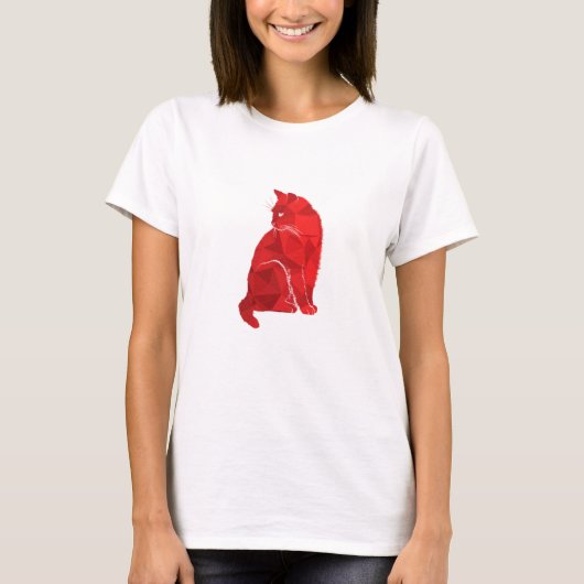 Kat roze kat kat kat miror poly t-shirt (Voorkant)