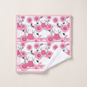 Kat roze kinder kattenpoot wit bad handdoek (Wasdoekje)