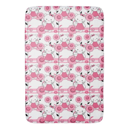 Kat roze kinder kattenpoot wit badmat (Voorkant Verticaal)