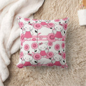 Kat roze kinder kattenpoot wit kussen (Deken)